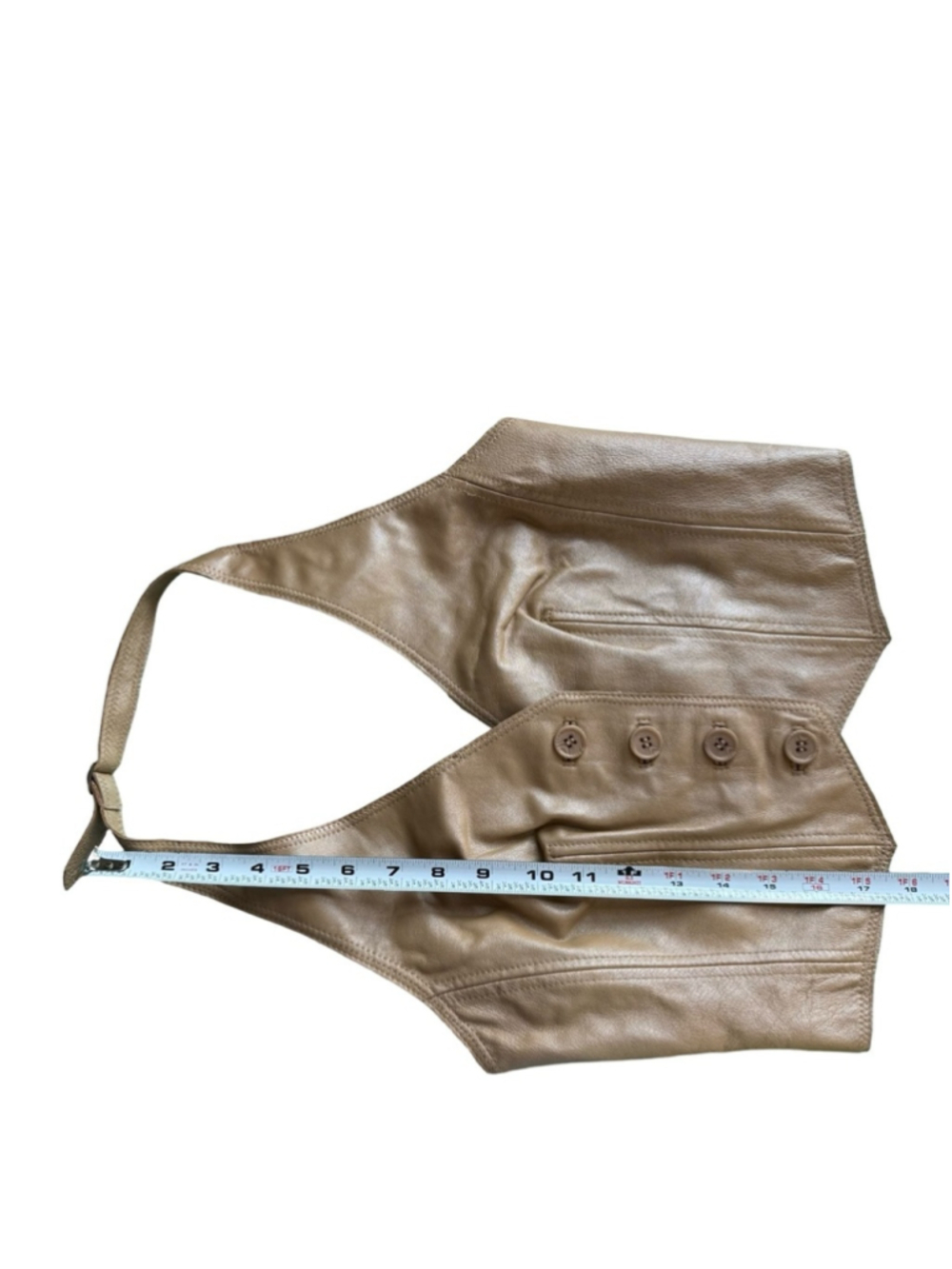 Forever 21 Taupe Halter Leather Button-Front Crop Top Vest Size S Y2K Boho - Picture 9 of 14